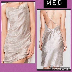 VS DREAM ANGELS SATIN SLIP DRESS SILVER FOIL SZ M RARE